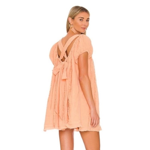 NWT FREE PEOPLE  🍑 Angele Gauzy babydoll mini dress - Picture 2 of 10